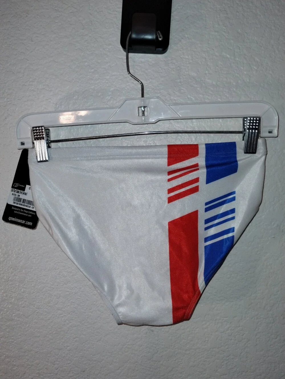 Men's USA Brief Swimwear - White with Red & Blue sz 28